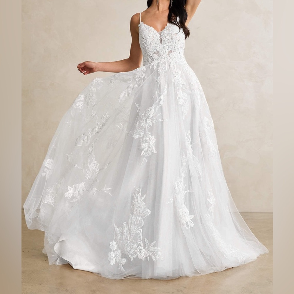 Azazie White Lace A-Line Wedding Dress